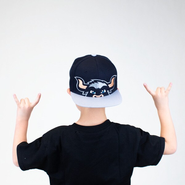 youth hat big blue flat brim